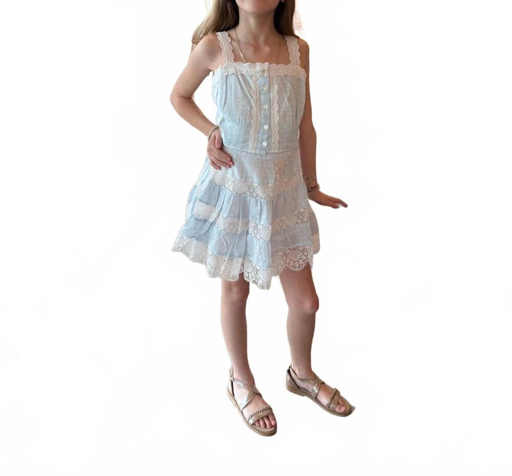 NEW THEME girl's skylar heart tank top in pastel blue